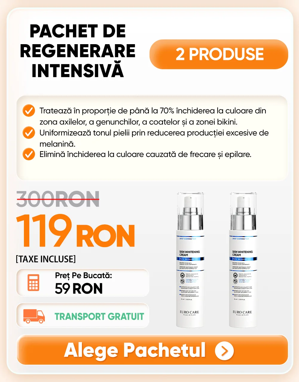 2 x Euro Care Whitening Cream